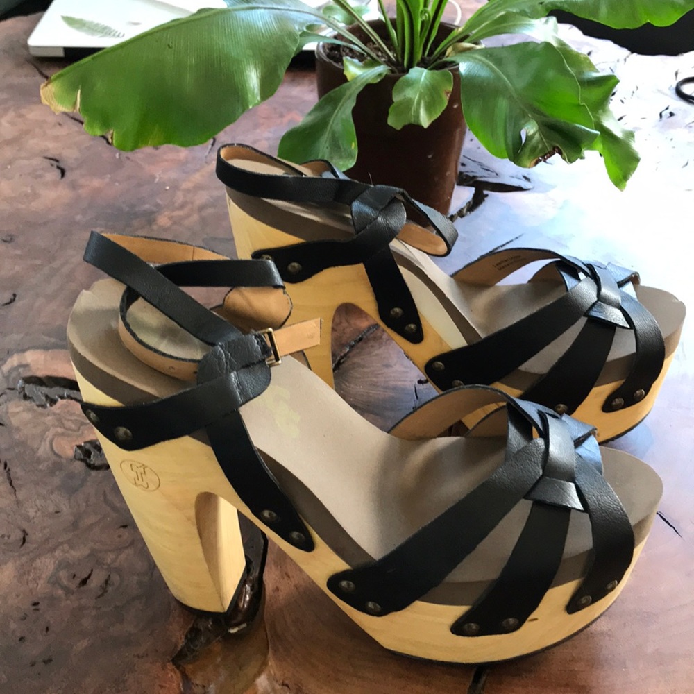 Flogg Rainbow Wooden Platform Heels